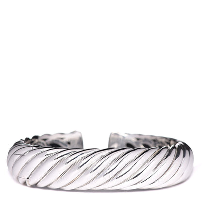 David Yurman Sterling Silver 18K Yellow Gold 15mm Sculpted Cable Cuff Bracelet 3 of 4