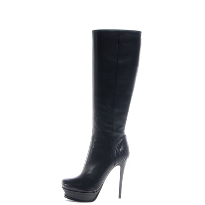 Saint Laurent Nappa Tribute 105 Platform Knee High Boots 37.5 Black 1 of 5