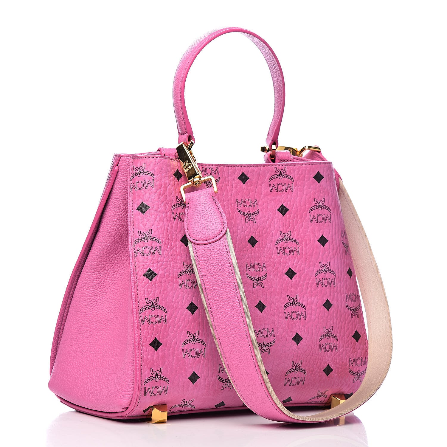 MCM Visetos Small Corina Shoulder Bag Pink 3 of 10