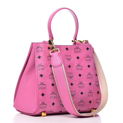 MCM Visetos Small Corina Shoulder Bag Pink 3 of 10