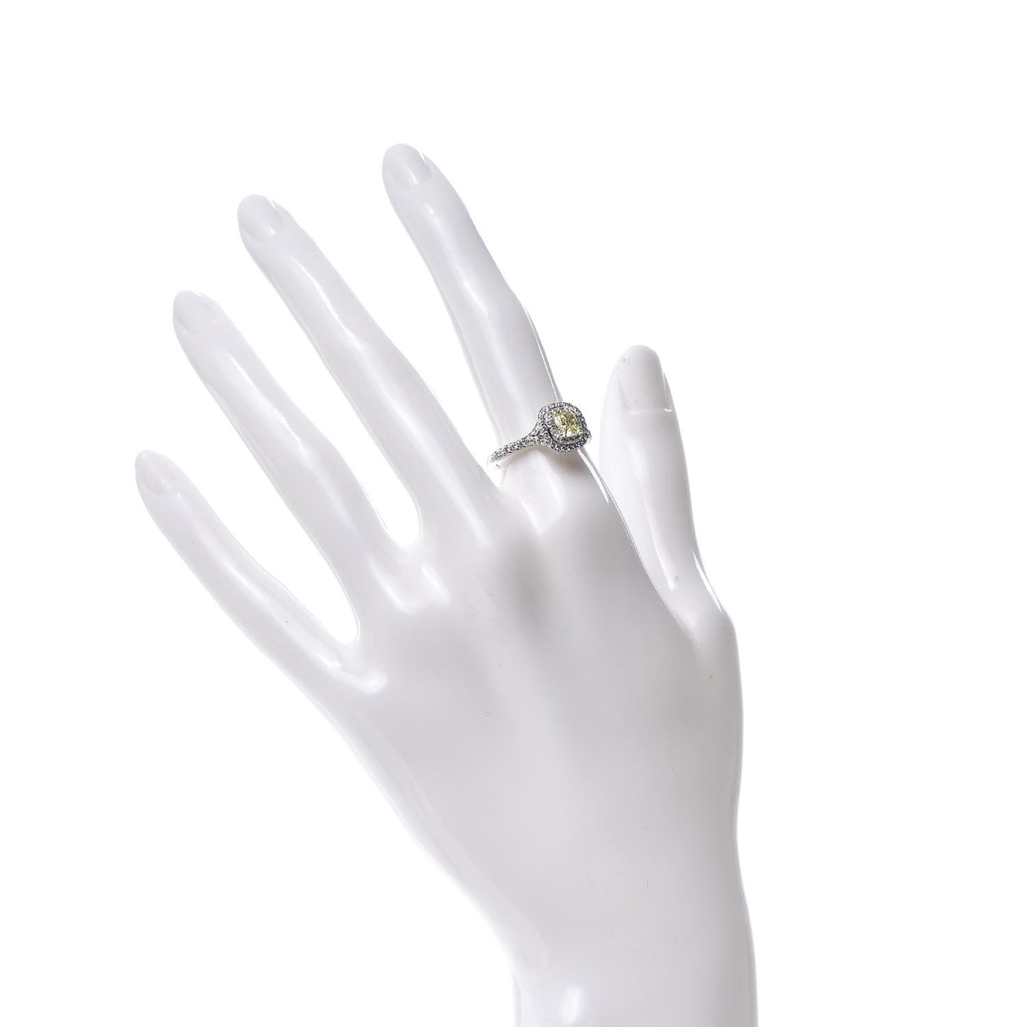 Platinum 18K Yellow Gold Fancy Yellow Diamond .53ct Soleste Engagement Ring 50 5.5