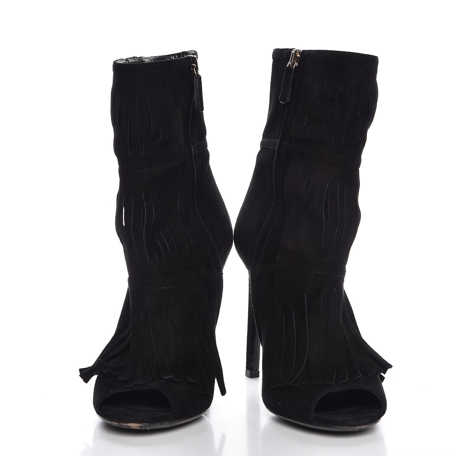 Gucci Suede Fringe Becky Bootie 37.5 Black 5 of 10