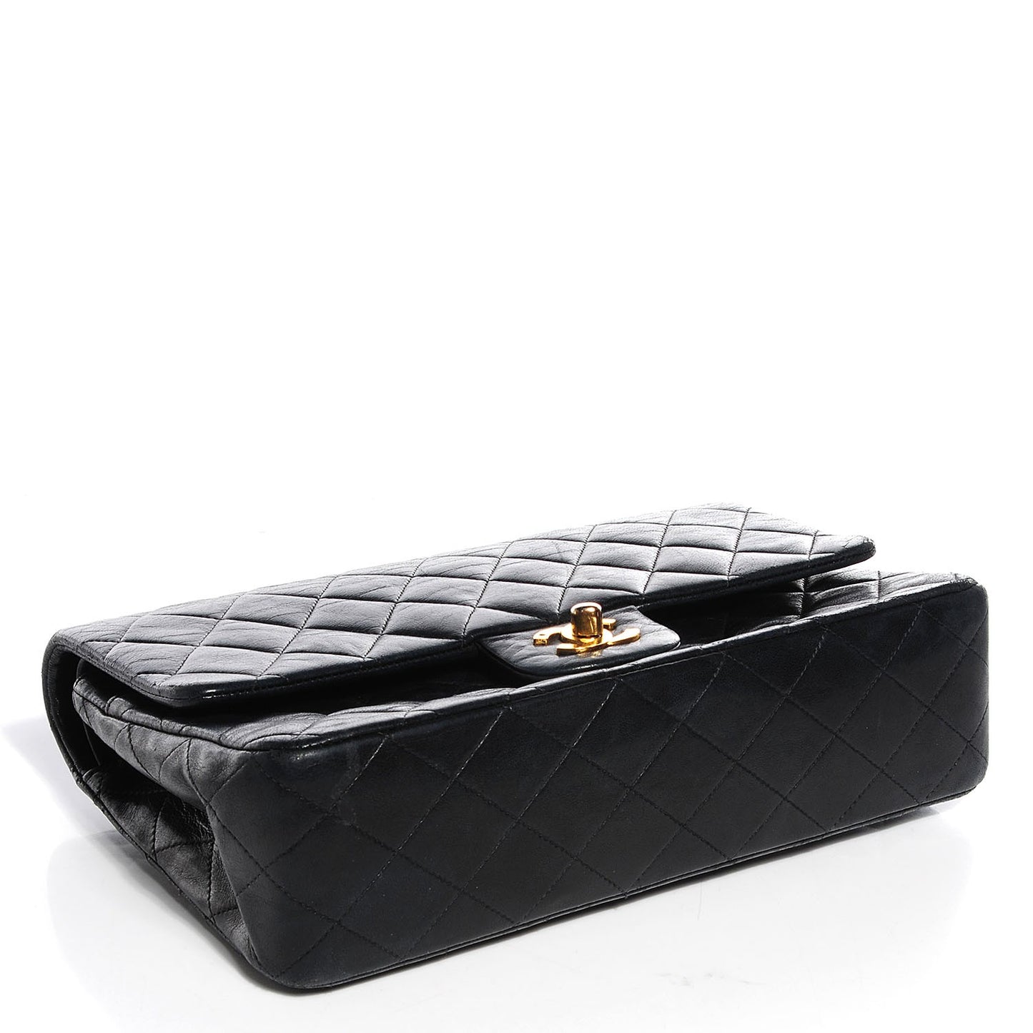 Lambskin Quilted Medium Double Flap Black