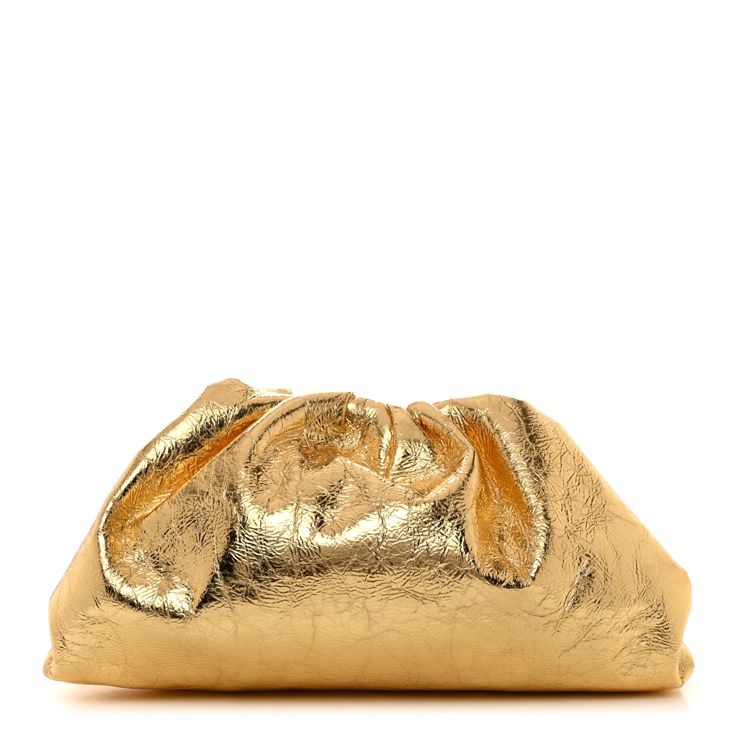 Metallic Crinkled Lambskin The Pouch Oversized Clutch Oro