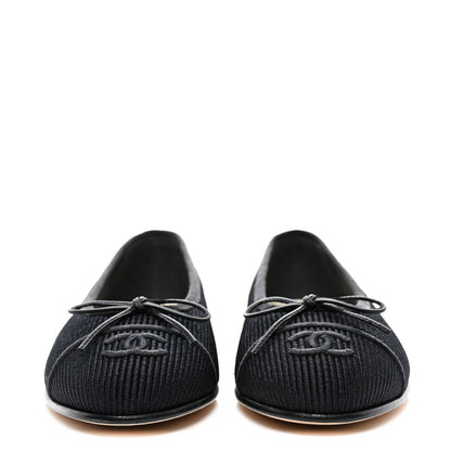 Chanel Embroidered Fabric Cap Toe CC Ballerina Flats 35.5 Black 2 of 9