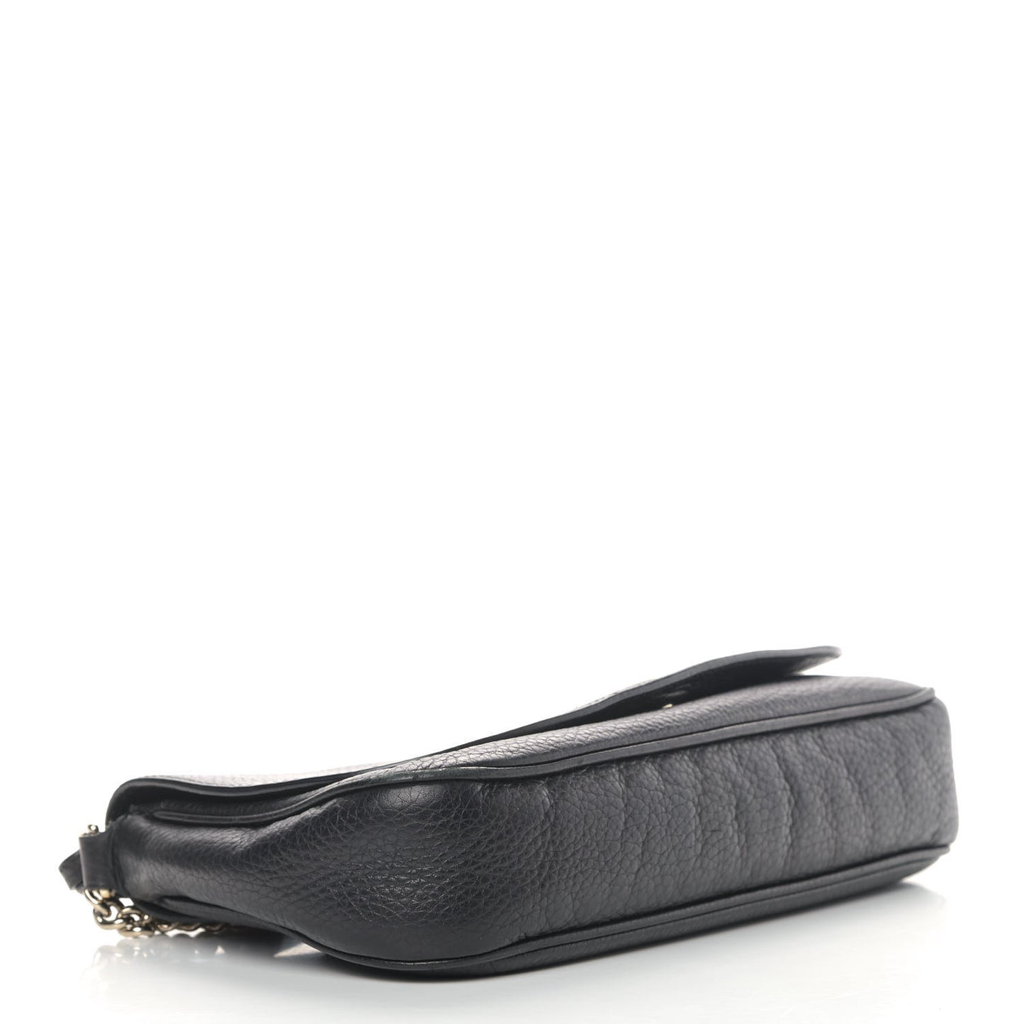 Pebbled Calfskin Medium Soho Flap Crossbody Black