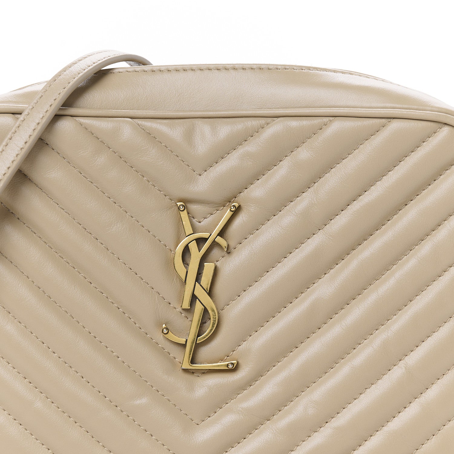 Saint Laurent Calfskin Matelasse Monogram Lou Camera Bag Dark Beige 8 of 10