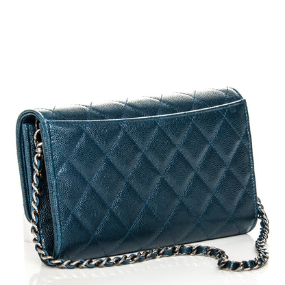 Chanel Caviar Quilted Wallet on Removable Chain Navy 3 of 9