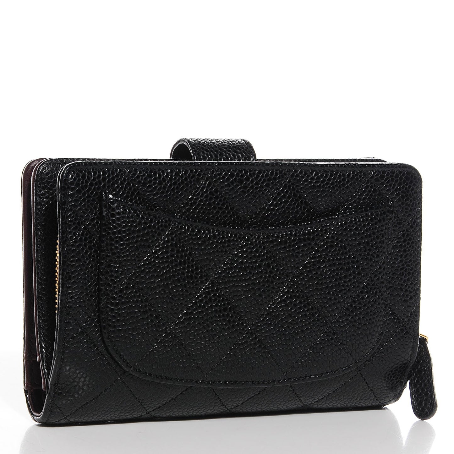 Caviar Quilted Zipped Pocket Wallet Black