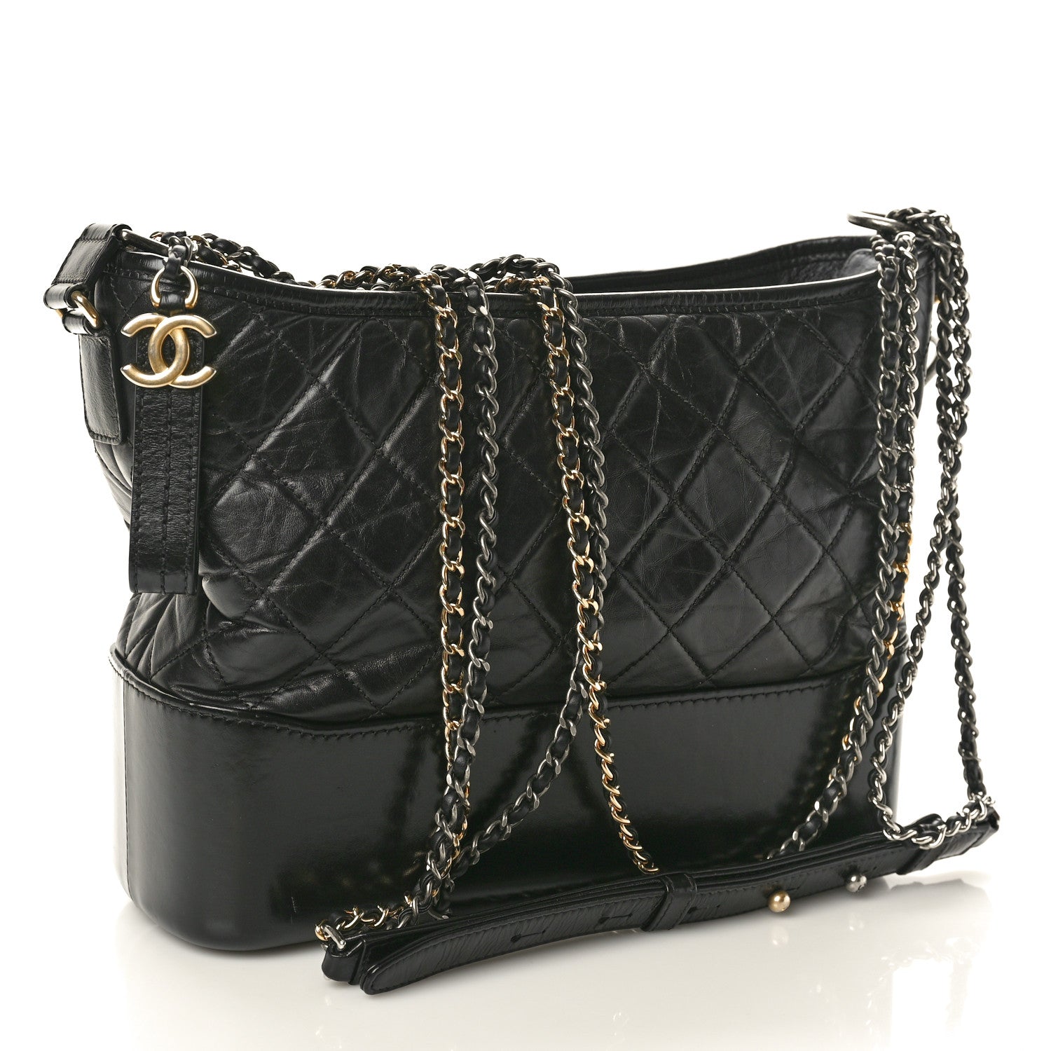 Chanel Aged Calfskin Quilted Medium Gabrielle Hobo Black 2 of 11