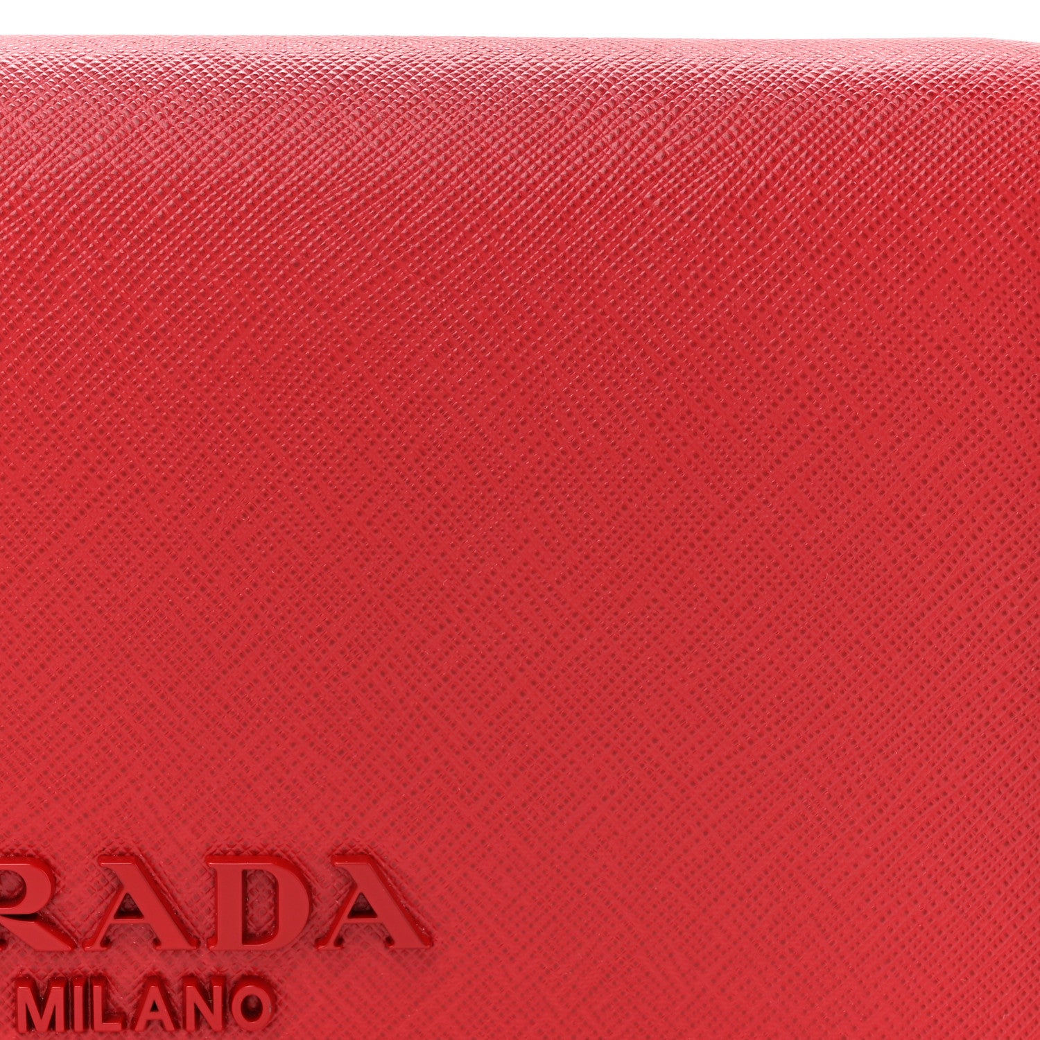 Prada Saffiano Lux Metal Logo Monochrome Mini Flap Chain Shoulder Bag Fuoco 8 of 10
