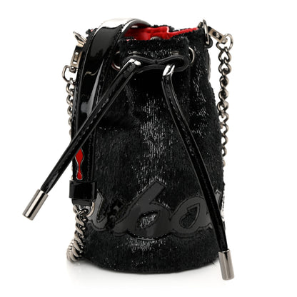 Christian Louboutin Metallic Sequin Mini Marie Jane Bucket Bag Black 1 of 9