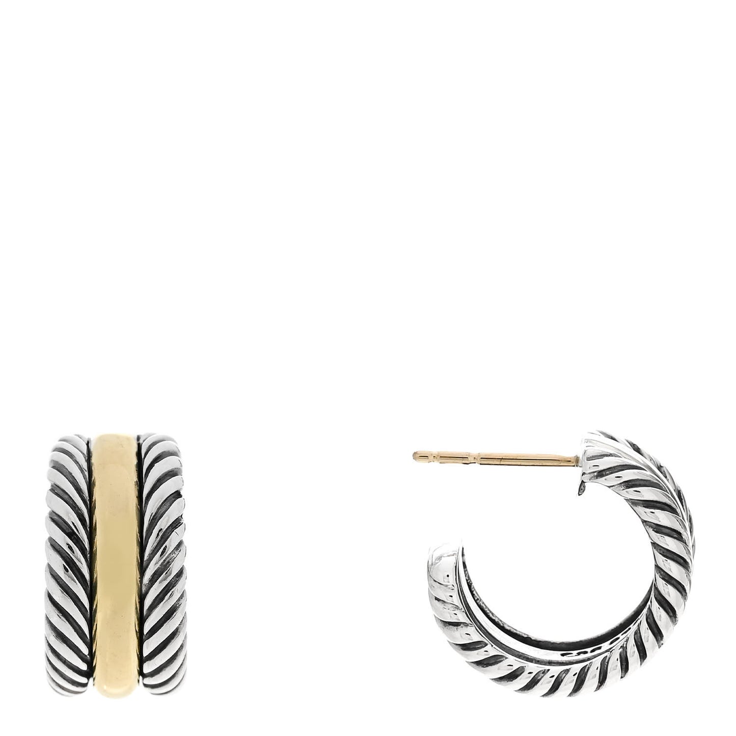 Sterling Silver 14K Yellow Gold 16mm Cable Classics Hoop Earrings
