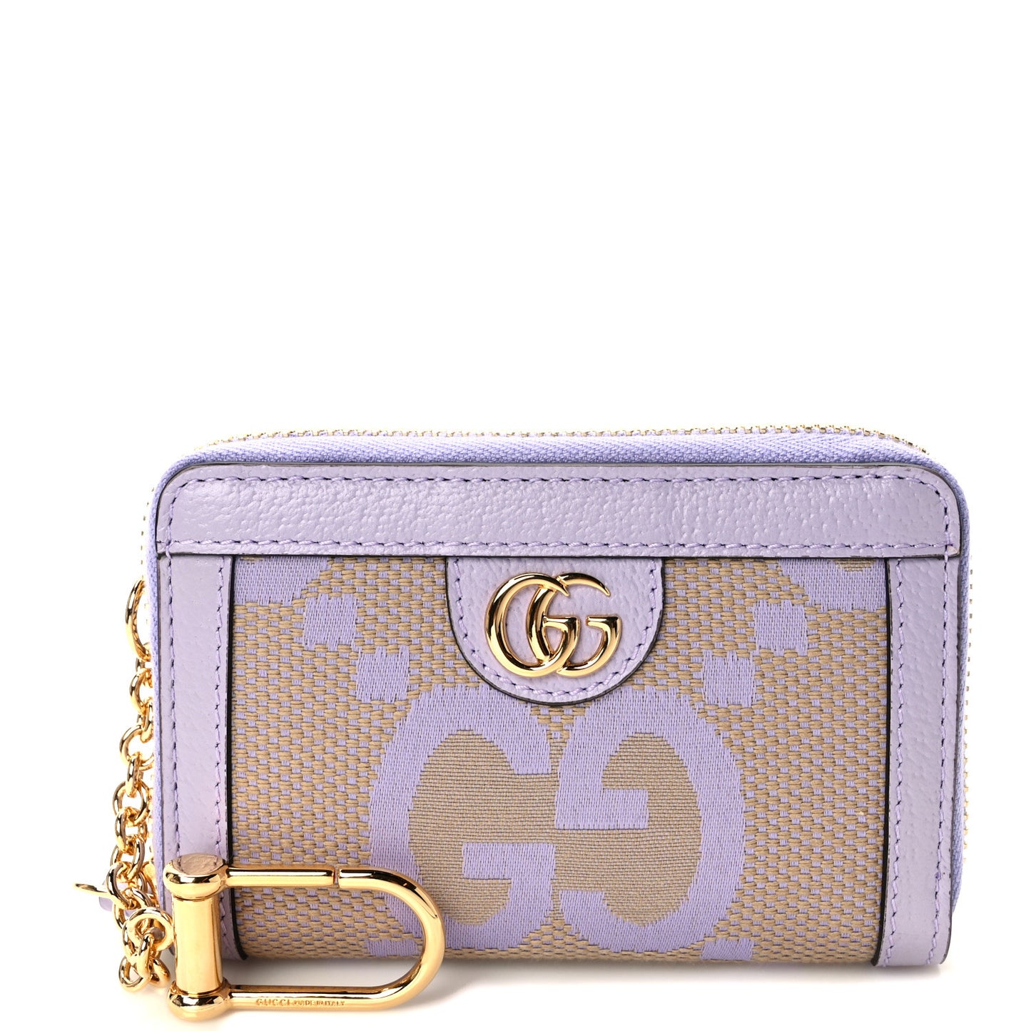 Monogram Jumbo GG Textured Dollar Calfskin Ophidia Key Card Case Beige Lapis