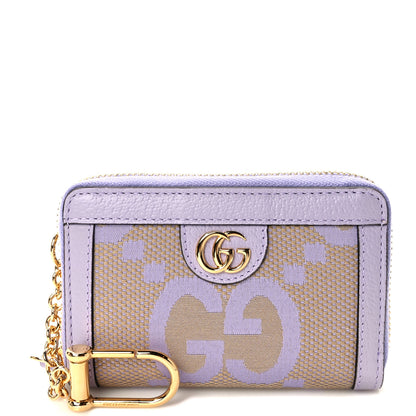 Gucci Monogram Jumbo GG Textured Dollar Calfskin Ophidia Key Card Case Beige Lapis 1 of 7