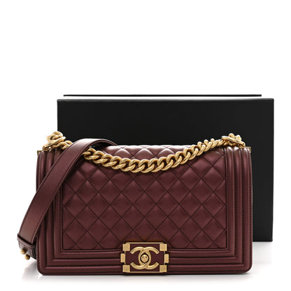 Chanel Metallic Calfskin Quilted Medium Boy Flap Plum 11 of 11