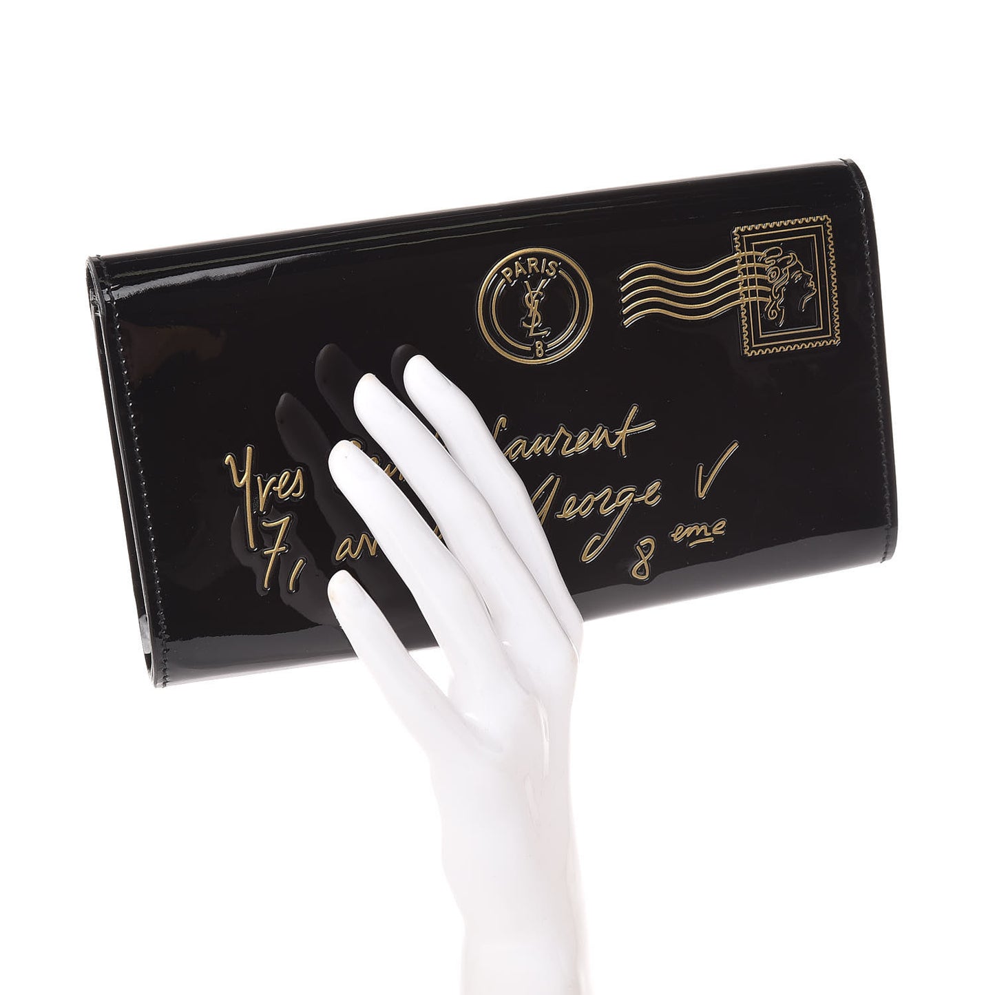 Patent Y-Mail Clutch Black