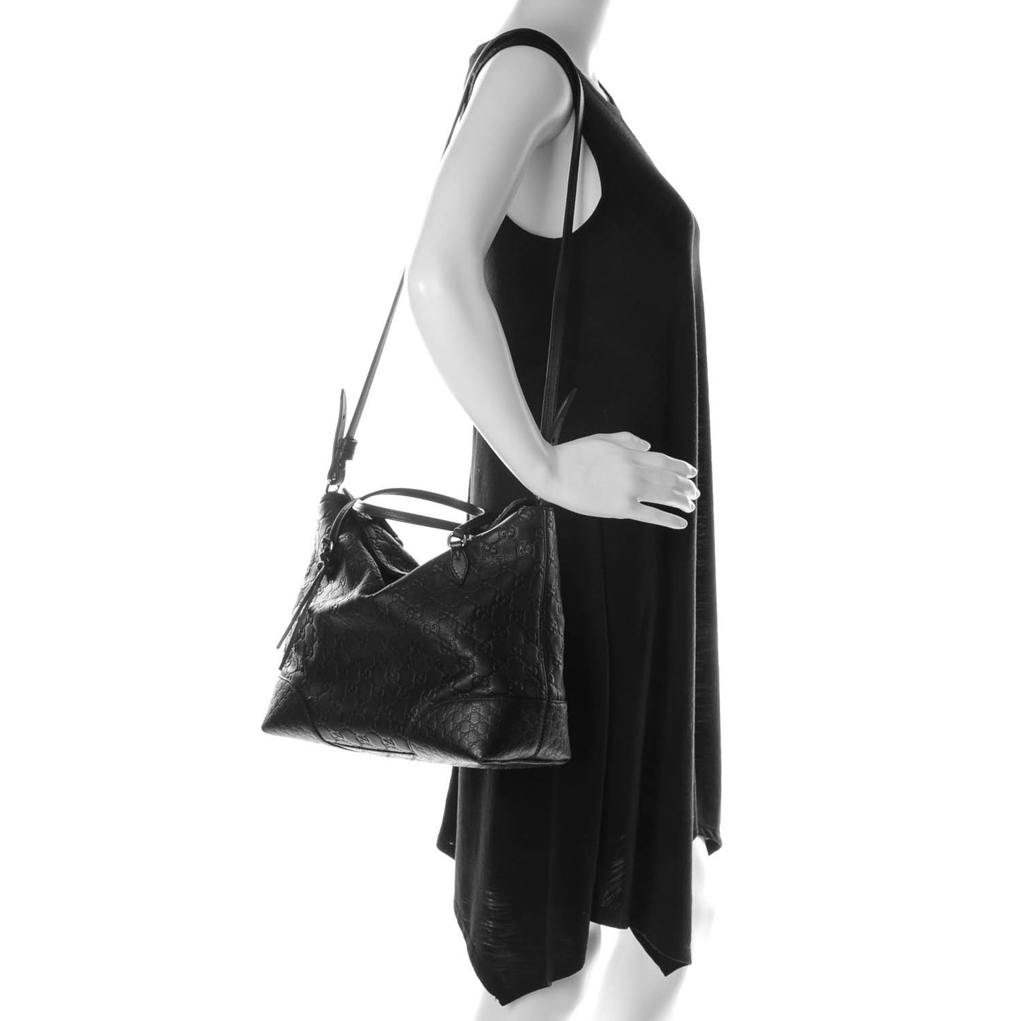 Guccissima Medium Bree Foldover Tote Black