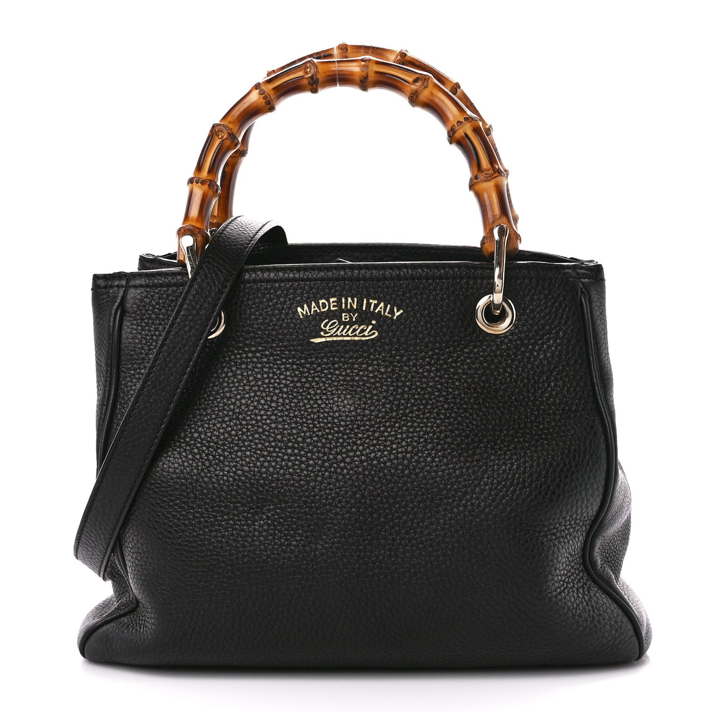 Calfskin Small Bamboo Shopper Tote Black
