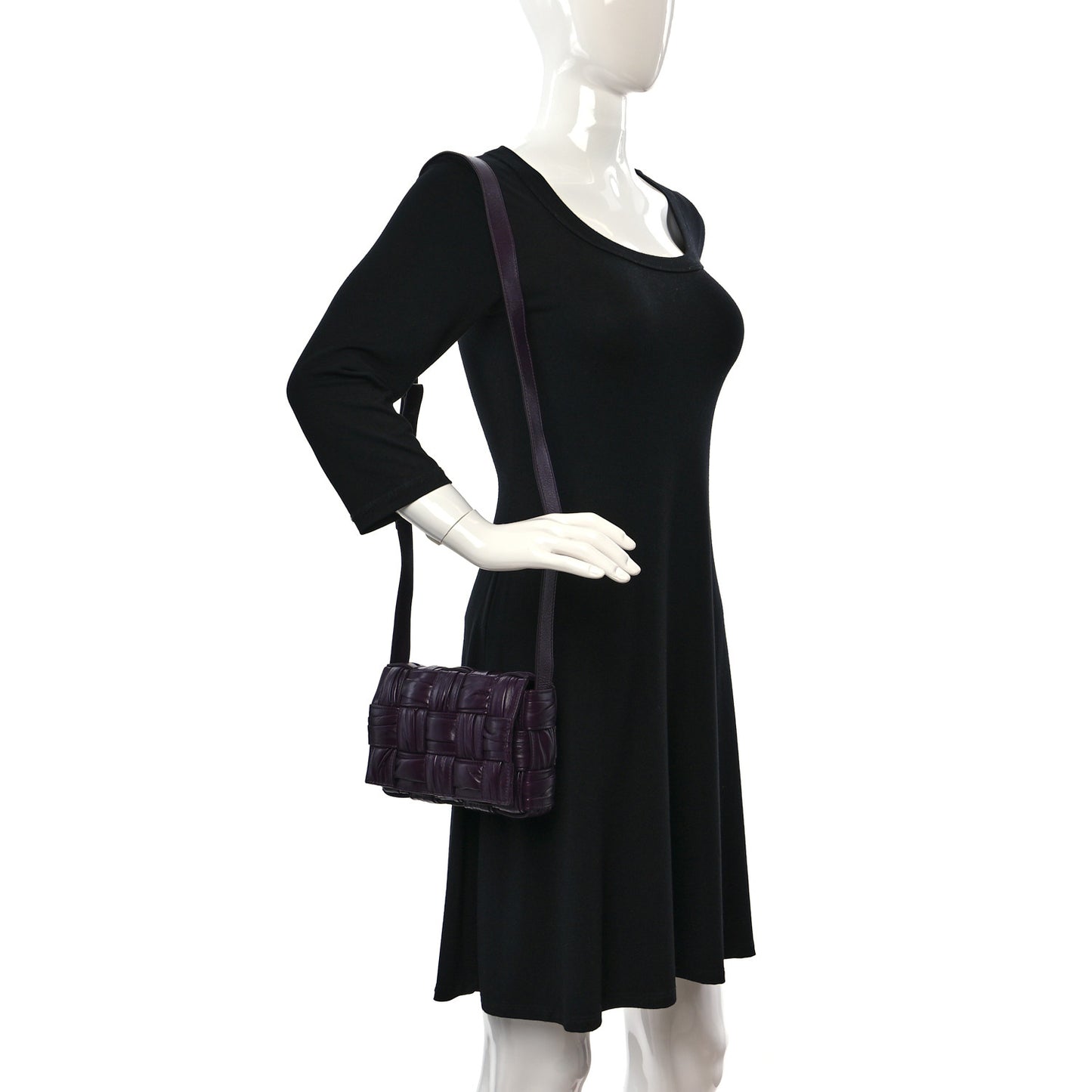 Calfskin Intreccio Plisse Cassette Crossbody Bag Dark Mystic