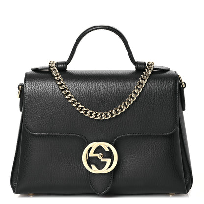 Gucci Dollar Calfskin Interlocking G Top Handle Shoulder Bag Black 1 of 12