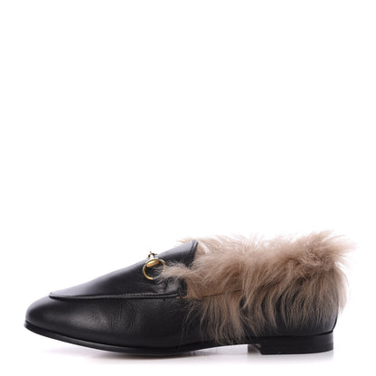 Gucci Malaga Kid Fur Womens Jordaan Loafers 36 Black Natural 1 of 9