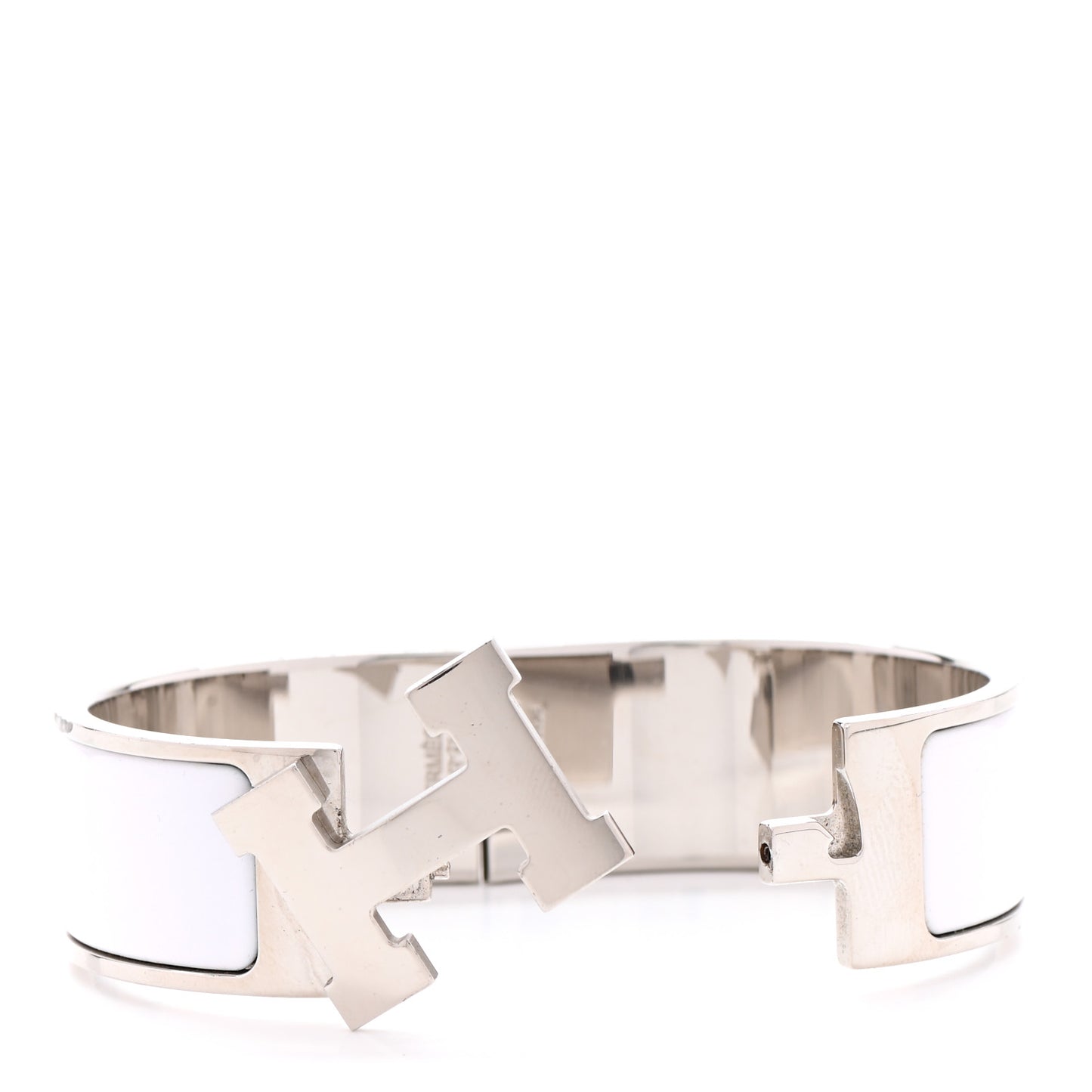 Enamel Wide Clic Clac H Bracelet GM White