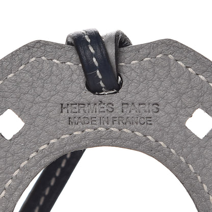 Hermes Togo Paddock Horseshoe Bag Charm Bleu Indigo Gris Mouette 3 of 3
