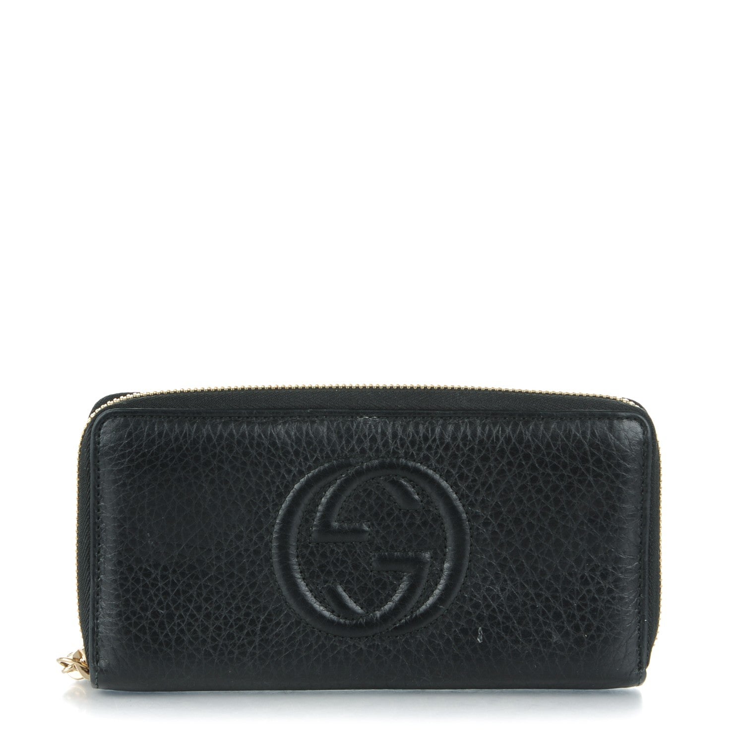 Gucci Pebbled Calfskin Soho Zip Around Wallet Black 1 of 7