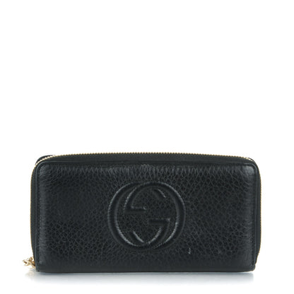 Gucci Pebbled Calfskin Soho Zip Around Wallet Black 1 of 7