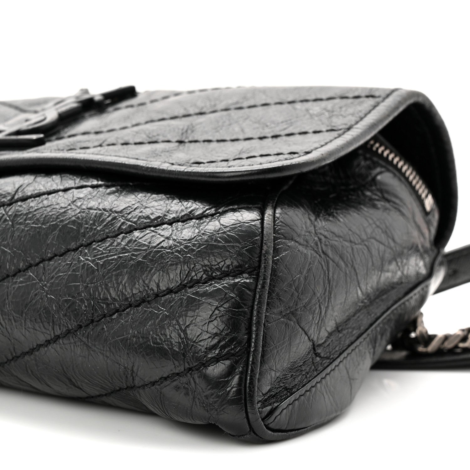 Saint Laurent Crinkled Calfskin Matelasse Monogram Niki Body Bag Black 10 of 11
