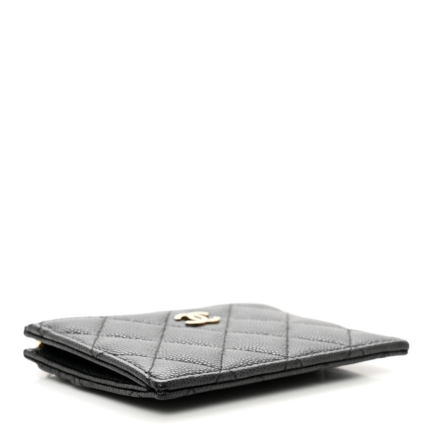 Caviar Quilted CC Zip Card Holder Black