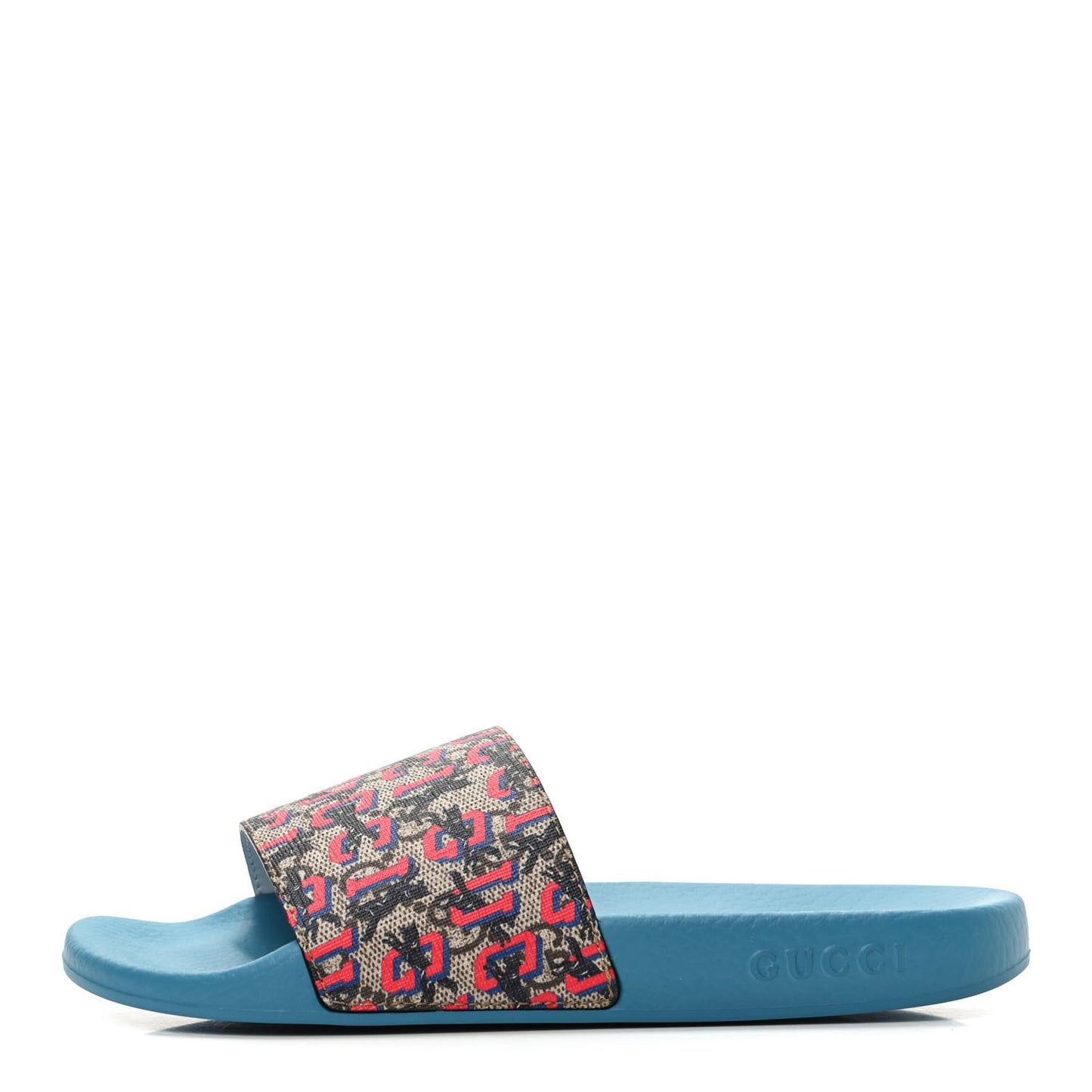 GG Supreme Monogram Gucci Wolf Slide Sandals 35 Multicolor