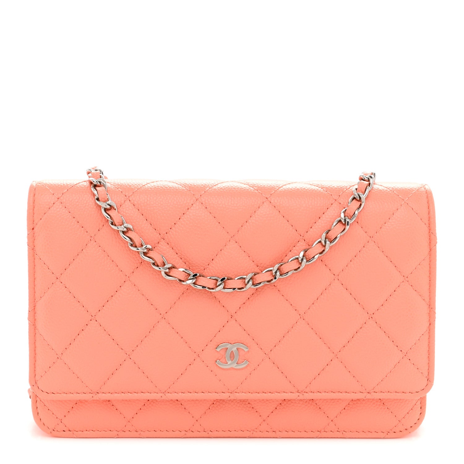 Chanel Caviar Quilted Wallet on Chain WOC Coral 1 of 12