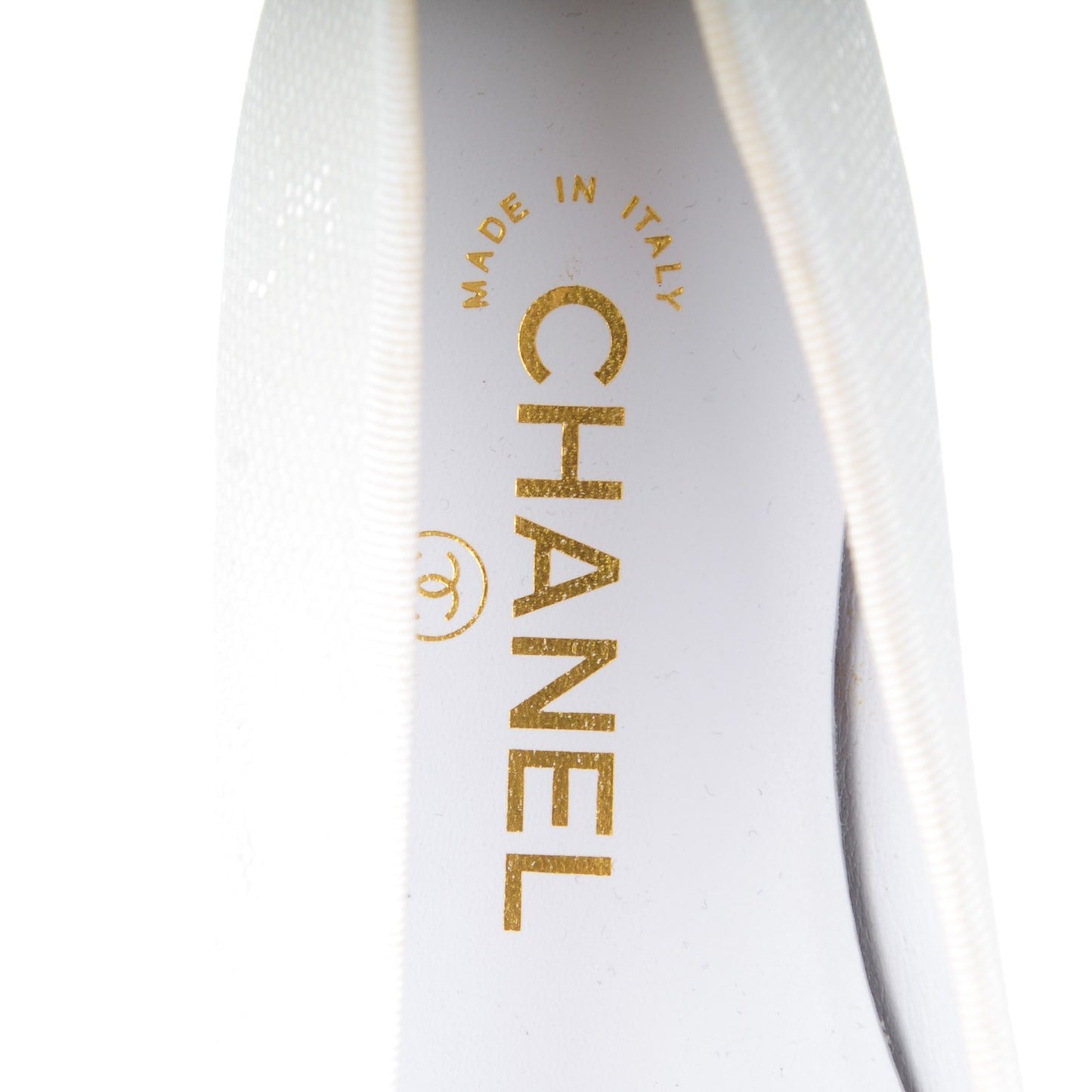 Fabric Glitter Cap Toe CC Ballerina Flats 35 White Black