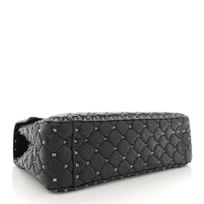 Valentino Garavani Craquele Nappa Large Rockstud Spike Shoulder Bag Black 4 of 11