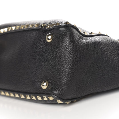 Valentino Garavani Grained Calfskin Small Rockstud Tote Black 9 of 10