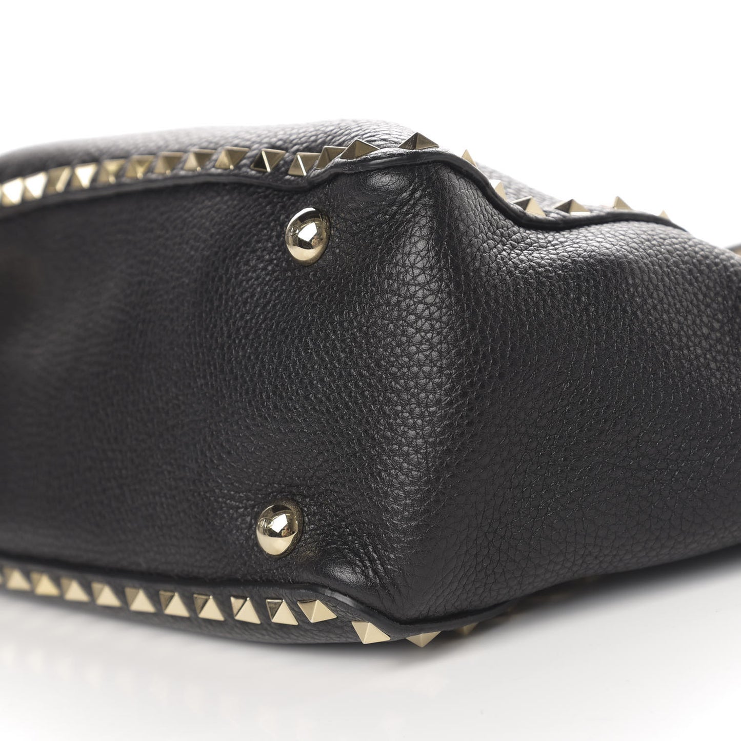 Grained Calfskin Small Rockstud Tote Black
