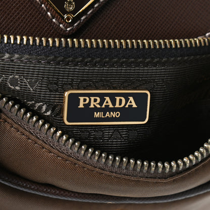 Prada Nylon Vela Saffiano Flat Flap Messenger Bag Corinto 6 of 12