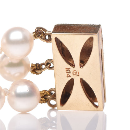 Mikimoto 14K Yellow Gold Akoya Pearl Three-Row Bracelet 4 of 5