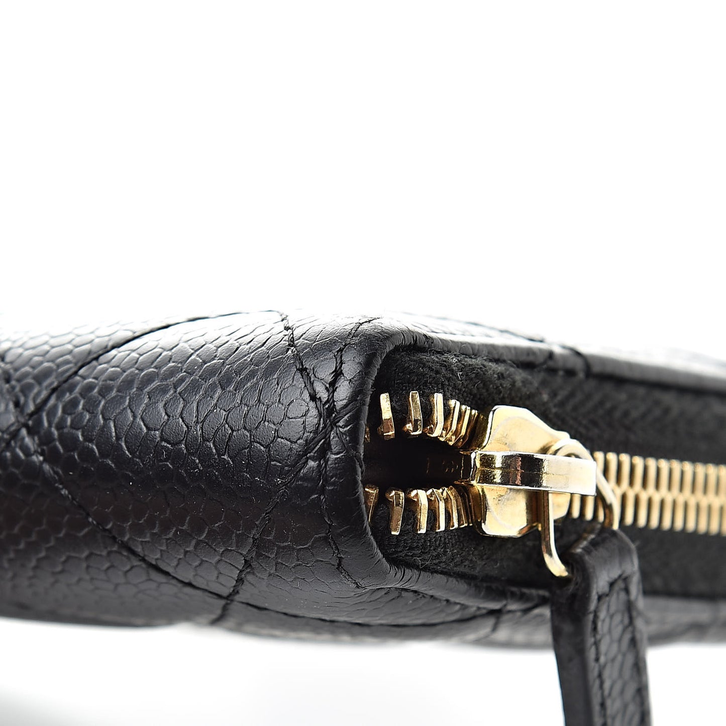 Caviar Quilted Large Gusset Zip Around Wallet Black