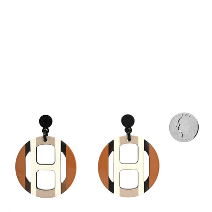 Hermes Lacquered Horn H Equipe Earrings Sable 2 of 5