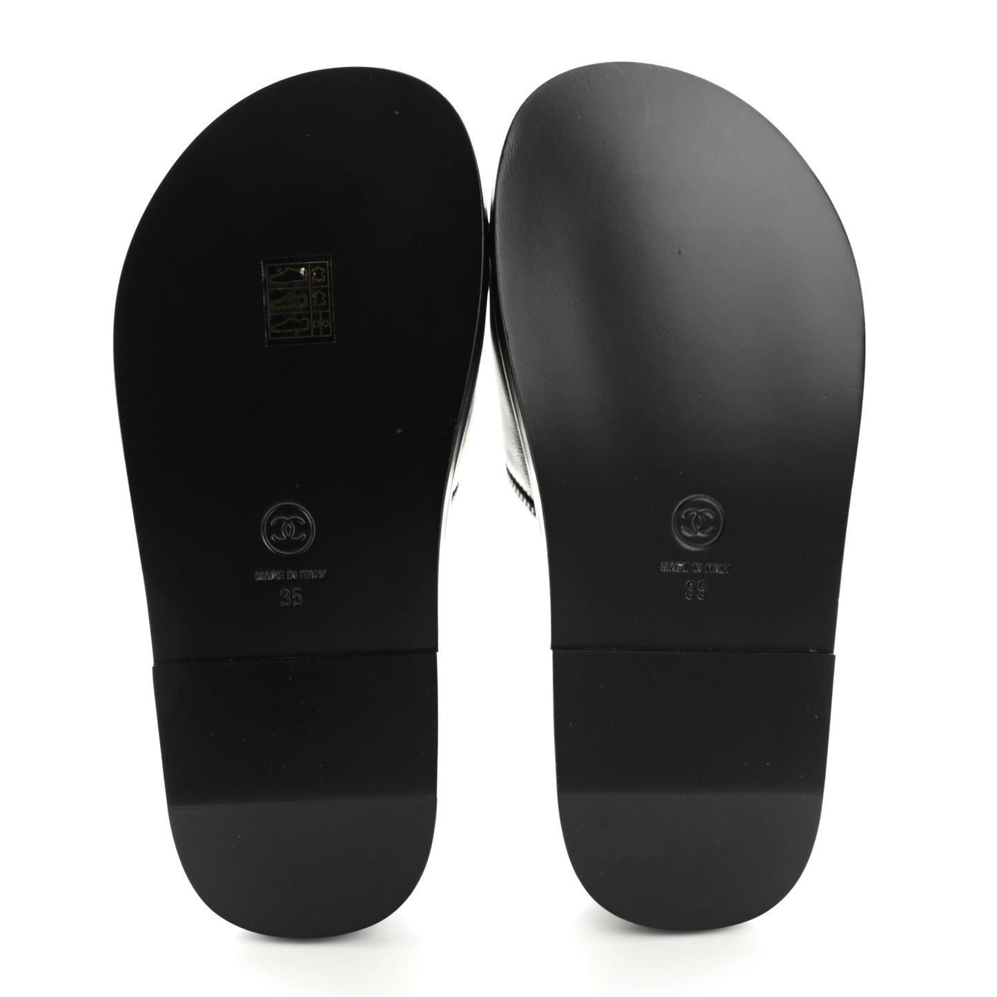 Lambskin Cha-Nel Mule Sandals 35 Black Multicolor