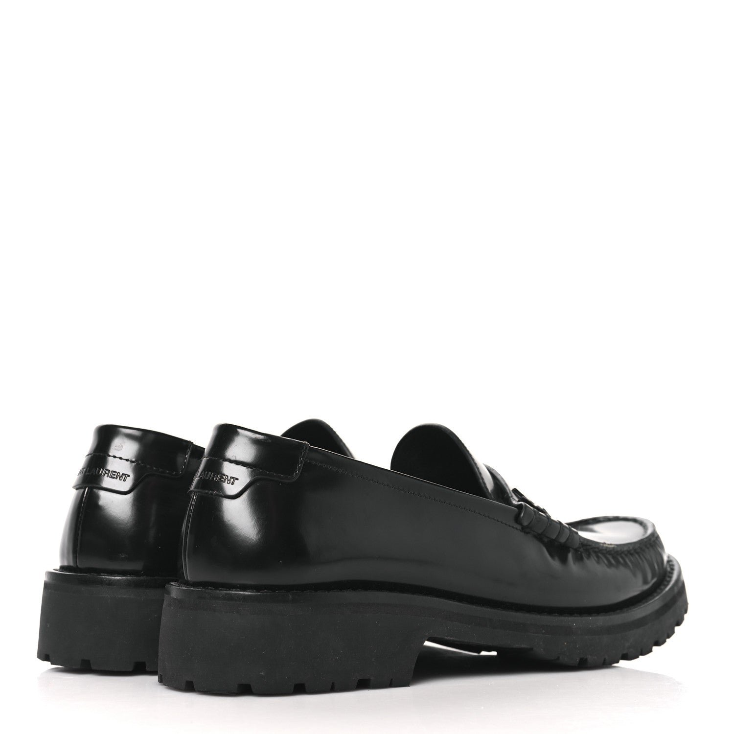 Saint Laurent Glazed Calfskin Chunky Le Loafer Penny Slippers 37 Black 5 of 9
