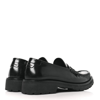 Saint Laurent Glazed Calfskin Chunky Le Loafer Penny Slippers 37 Black 5 of 9