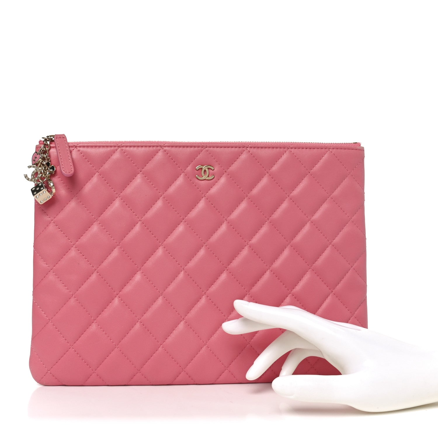 Chanel Lambskin Quilted Medium Casino Beauty CC Cosmetic Case Fuchsia 3 of 18