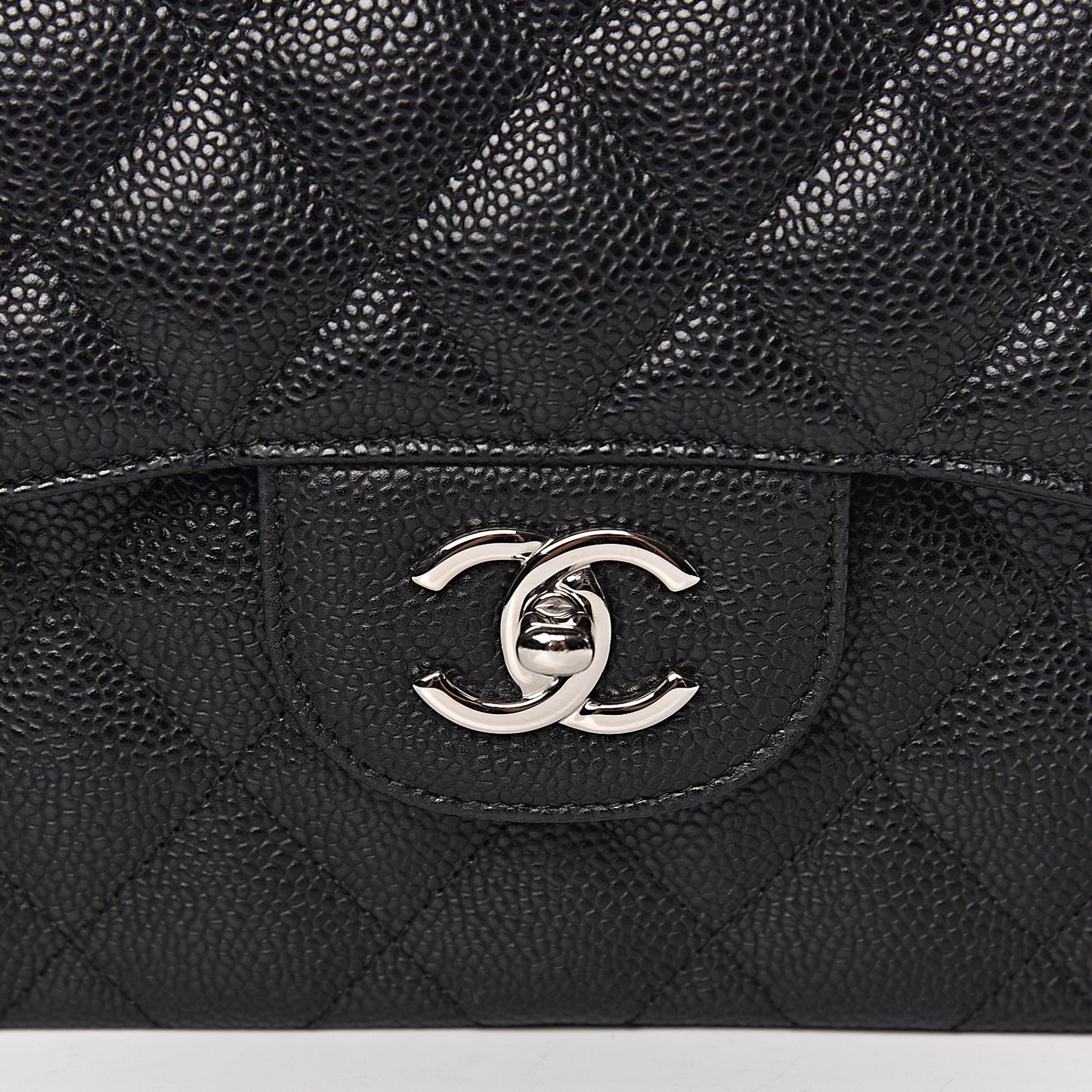 Caviar Quilted Jumbo Double Flap Black