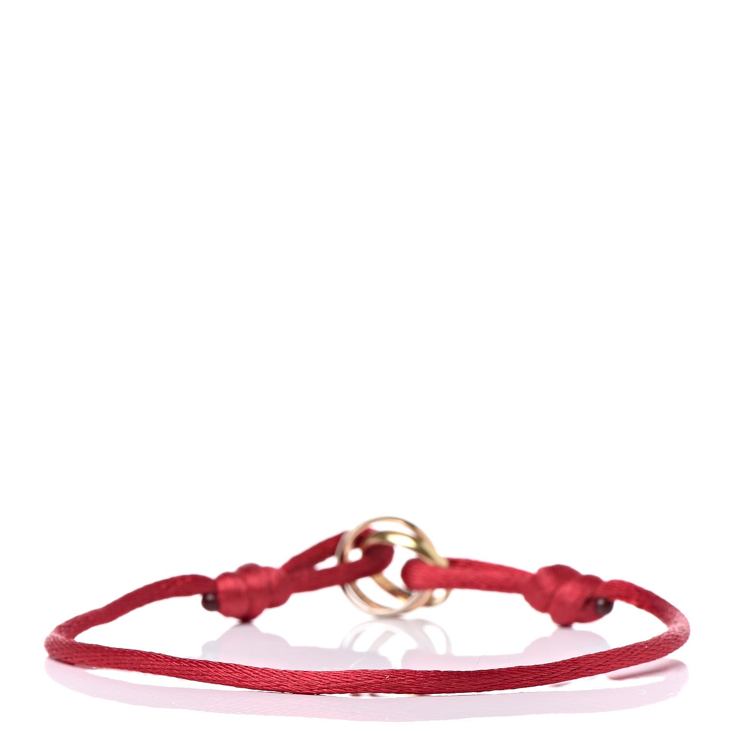 Cartier 18K Pink Yellow White Gold Trinity Cord Bracelet Red 3 of 6