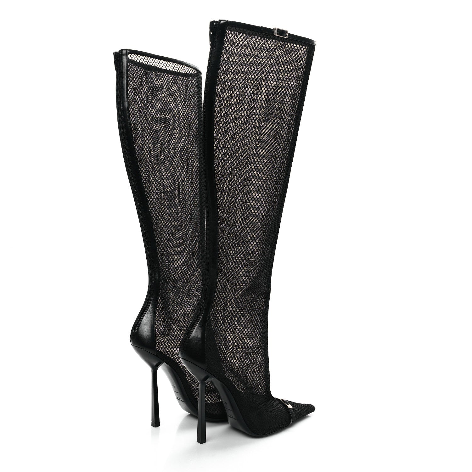Saint Laurent Mesh Oxails Knee High Boots 40 Black 4 of 8