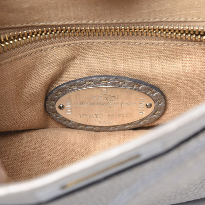 Fendi Metallic Calfskin Romano Selleria Medium Peekaboo Iconic Satchel Silver 9 of 17